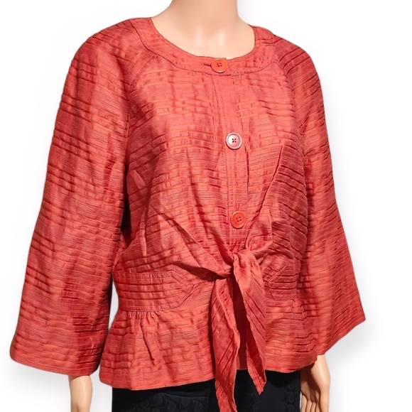 Jones New York Terracotta Button-Down Blouse - Picture 2 of 7